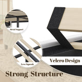 HISOFT Queen Bed Frame, 39" Tall Velvet Upholstered Sleigh Bed with Wingback Headboard & Scroll Footboard, No Box Spring Needed, Sturdy Support, Easy Assembly, Noise Free, Button Tufted, White