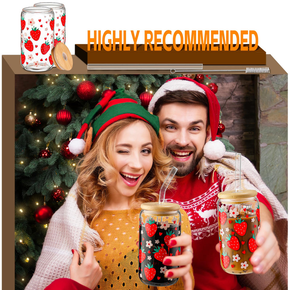 DWTS DANWEITESI Glass Cups with Lids and Straws 4 pcs,16oz Drinking Glasses Set for Coffee Bar Accessories,Iced Coffee Cups with Lids,Matcha Cup Glass Tumbler Reusable for Gifts