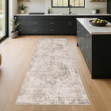 Neutral Living Room Rug - 10x14 Farmhouse Beige Brown Large Area Rug for Dining Room, Bedroom, Low Pile Lightweight Washable