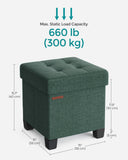 SONGMICS 15 Inches Cube Storage Ottoman, Bedroom Bench with Storage, Foot Stool with Feet, Holds Up to 660 lb, Dark Gray ULSF14GYZ