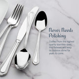 Mikasa Regent Bead 65-Piece Flatware Set for 12, 18/10 Stainless Steel Silverware with Full Service and Serving Utensils, Classic Beaded Edge Design