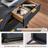 T4TREAM Fluted 7 Drawers Dresser, 54" Wide Modern Chest of Drawers with Faux Marble Top, Curved Profile Design, Dresser TV Stand, Wood Drawer Organizer for Bedroom, Living Room, Hallway, Natural Oak