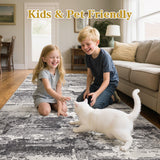 Area Rugs for Living Room: 12x15 Abstract Washable Rug Modern Neutral Large Soft Stain Resistant Non-Slip Backing Machine Table for Bedroom Dining Room Indoor Home Office Carpet - Gold Brown