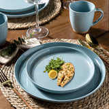 AmorArc Ceramic Dinnerware Sets for 8, 24 Pieces Handpainted Plates and Bowls Set with Rustic Terracotta Underside, Scratch Resistant Stoneware Dishes Set, Dishwasher & Microwave Safe, Light Beige