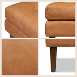 POLY & BARK Napa 72" Apartment Sofa – Italian-Tanned Full-Grain Pure-Aniline or Semi-Aniline Leather, Feather-Down Cushioning, Kiln-Dried Solid Wood Frame, Walnut Legs - Cognac Tan