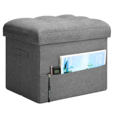 Storage Ottoman with Extra Thick Foam Padded Seat, Foldable Foot Rest Stool with Linen Fabric, 43L Ottoman with Storage Bench for Bedroom Living Room, Holds Up to 300lbs, 17x13x13in, Dark Gray