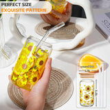 DWTS DANWEITESI Glass Cups with Lids and Straws 4 pcs,16oz Drinking Glasses Set for Coffee Bar Accessories,Iced Coffee Cups with Lids,Matcha Cup Glass Tumbler Reusable for Gifts