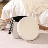 B FSOBEIIALEO Storage Ottoman Cube, Flowers Shaped Ottomans with Storage Foot Stool Footrest for Lving Room, Boucle Ottoman Seat for Dorm Room,Faux Teddy Fur, Cream White 12.6"x12.6"x12.6"