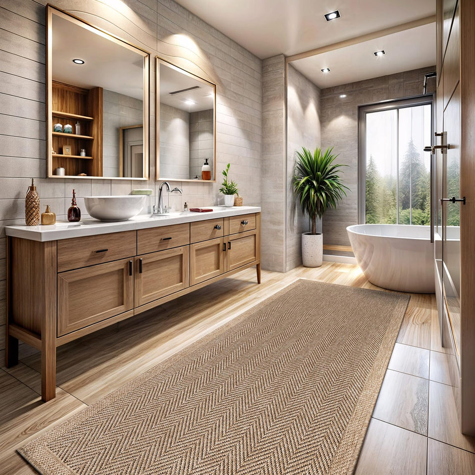 CAMILSON Easy Jute Rug 10x14, Indoor Outdoor Natural Color Fiber Area Rugs for Living Room Patio and Kitchen Rug, Sisal Boho Woven Design, Easy-Cleaning, Washable Outside Carpet Alfombras (10 x 14)