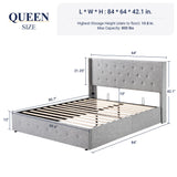Allewie King Size Lift Up Storage Bed, Modern Wingback Headboard, Hydraulic Support, No Box Spring Needed, Light Beige