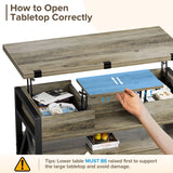 Memobarco 40" Lift Top Coffee Table,4 in 1 Multi-Function Lift Coffee Tables with Storage Drawers and Hidden Compartmen,Farmhouse Coffee Table with Lifting top for Living Room,Black