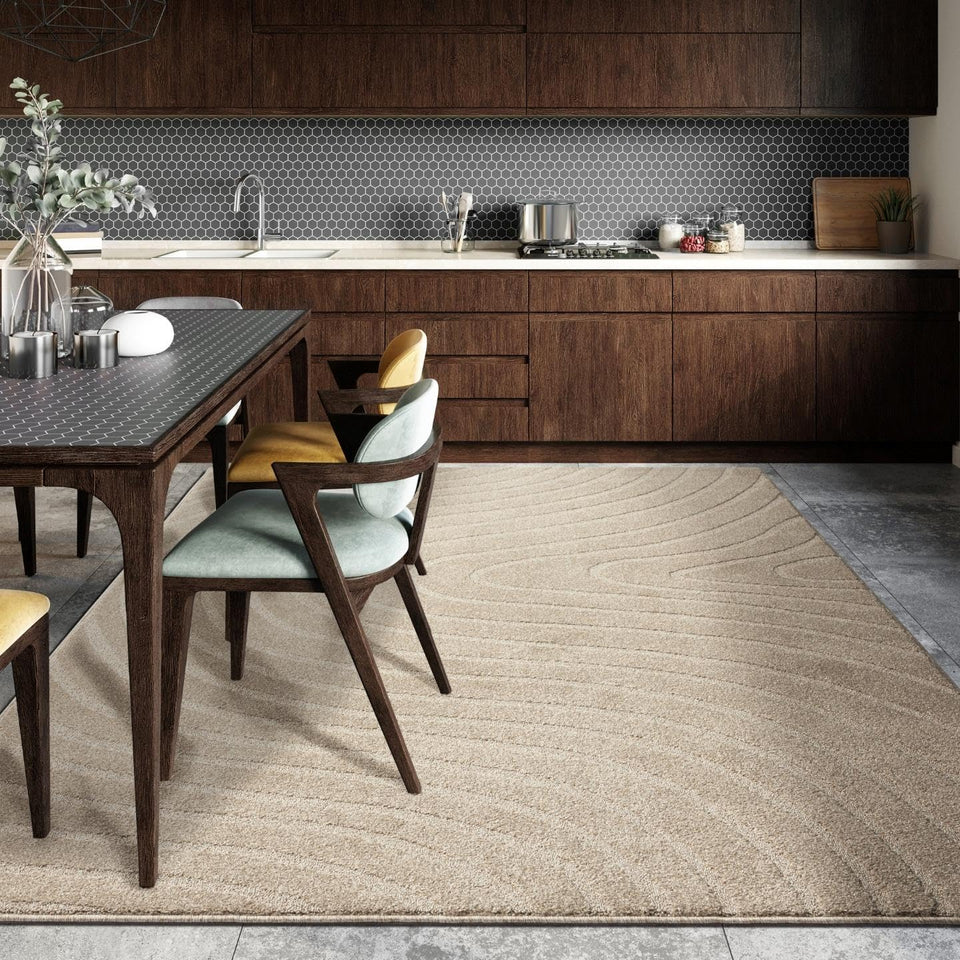 LUXE WEAVERS Modern Geometric Wave Cream 9x12 Area Rug