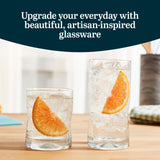 Libbey Ascent Tumbler and Rocks Drinking Glasses Set of 16, Glass Drinking Glasses with Curvature, Versatile Glassware Set for Parties and More