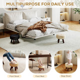 oakvivo 13in Small Foot Stool Ottoman, Round Faux Leather Foot Rest for Couch, Under Desk Pouf Footstool Footrest with Non-Skid Rubber Legs for Ling Room, Bedroom, 13''L x 13''W x 10.2''H, Green