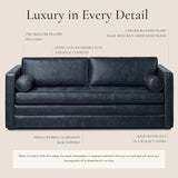 POLY & BARK Napa 72" Apartment Sofa – Italian-Tanned Full-Grain Pure-Aniline or Semi-Aniline Leather, Feather-Down Cushioning, Kiln-Dried Solid Wood Frame, Walnut Legs - Cognac Tan