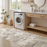 Area Rugs for Living Room: 12x15 Abstract Washable Rug Modern Neutral Large Soft Stain Resistant Non-Slip Backing Machine Table for Bedroom Dining Room Indoor Home Office Carpet - Gold Brown