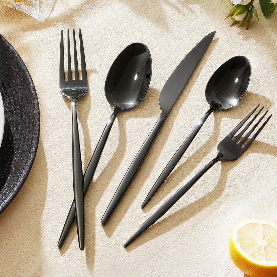 KINGSTONE Silverware Set, 60-Piece Flatware Set Cutlery Set Premium 18/10 Stainless Steel, Tableware Include Forks Knives Spoons for Home Kitchen Restaurant Wedding, Dishwasher Safe