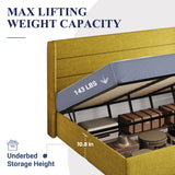 Allewie King Size Lift Up Storage Bed, Modern Wingback Headboard, Hydraulic Support, No Box Spring Needed, Light Beige