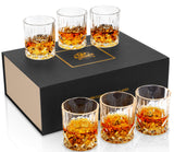 KANARS Old Fashioned Whiskey Glasses with Luxury Box - 10 Oz Rocks Barware For Scotch, Bourbon, Liquor and Cocktail Drinks - Set of 4 - Men Gift