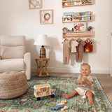 TOPRUUG Washable Oriental Area Rug - 12x15 Rugs for Living Room Soft Carpet for Bedroom Waterproof Floral Distressed Indoor Stain Resistant Non-Shedding Floor Carpets (Green, 12x15)