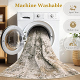 Area Rugs for Living Room: 12x15 Abstract Washable Rug Modern Neutral Large Soft Stain Resistant Non-Slip Backing Machine Table for Bedroom Dining Room Indoor Home Office Carpet - Gold Brown