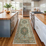 TOPRUUG Washable Oriental Area Rug - 12x15 Rugs for Living Room Soft Carpet for Bedroom Waterproof Floral Distressed Indoor Stain Resistant Non-Shedding Floor Carpets (Green, 12x15)