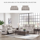 Signature Design by Ashley Boyington Contemporary Leather Match Power Reclining Sofa with USB Charging Ports, LED Lights and Adjustable Headrest, Light Gray
