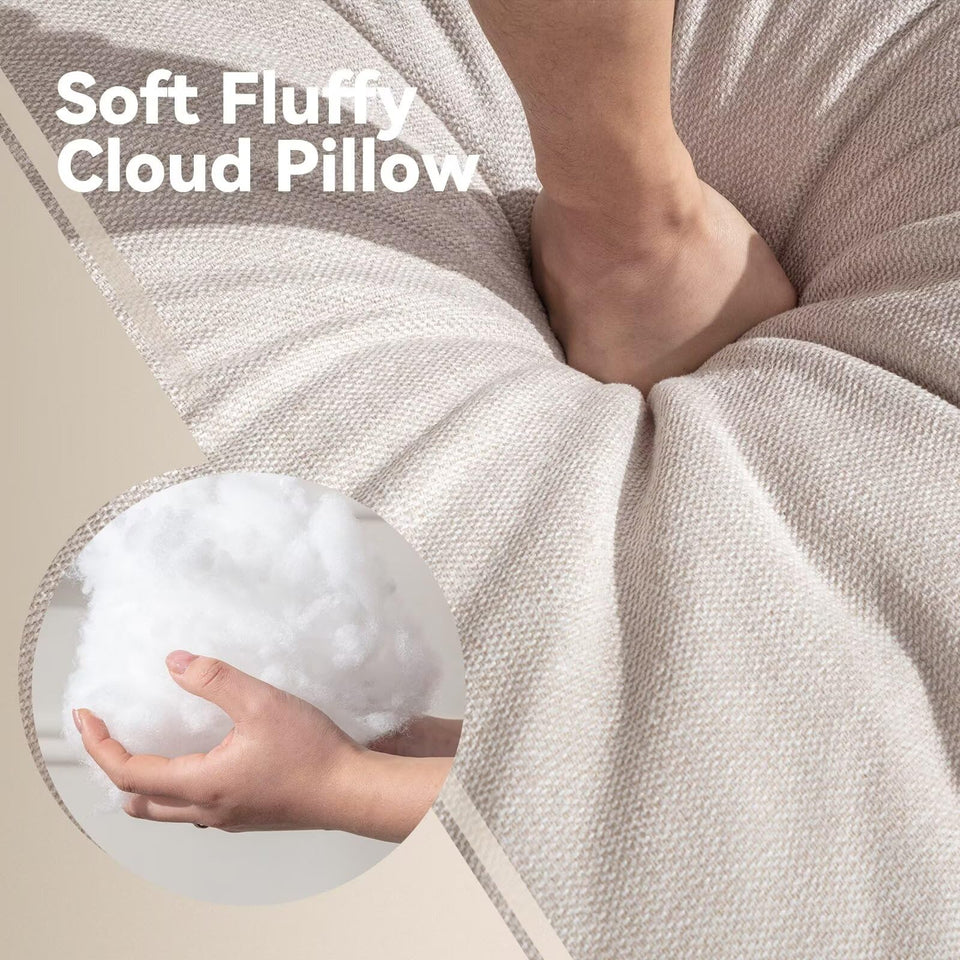 Siiejia Modular Sectional Sofa Modern Oversized Cloud Couch with Movable Ottoman 7 Seater L-Shaped Sofas Comfy Couches for Living Room Spacious Space Office Lounge, Beige