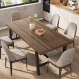 GarveeHome Industrial Dining Table for 6-8 People, 70.87" Long Wooden Kitchen Table with Sturdy Metal Frame & Rustic Brown Finish (Brown, 70.87" Long)