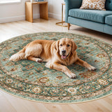 TOPRUUG Washable Oriental Area Rug - 12x15 Rugs for Living Room Soft Carpet for Bedroom Waterproof Floral Distressed Indoor Stain Resistant Non-Shedding Floor Carpets (Green, 12x15)