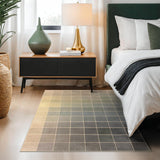 Neutral Living Room Rug - 10x14 Farmhouse Beige Brown Large Area Rug for Dining Room, Bedroom, Low Pile Lightweight Washable