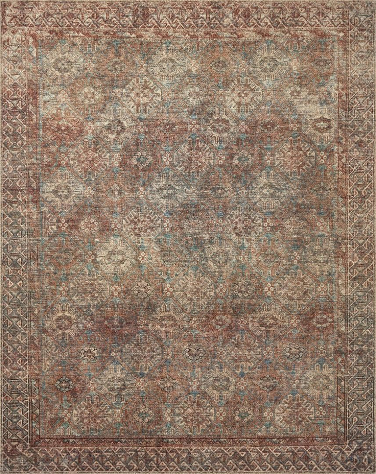 Loloi Amber Lewis Billie Collection, Ink & Salmon 10'-0" x 14'-0" Area Rug – Antique & Distressed Accent Rugs for Living Room, Bedroom, Entryway & Hallway, No Shed High Traffic Area Home Decor Rug
