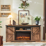 JXQTLINGMU Farmhouse TV Stand for 75+ Inch TV, 32" Tall Entertainment Center w/4 Drawers & Sliding Barn Door, Rustic Media Console w/Storage Shelves, 66" Wood Television Stand for Living Room, Brown