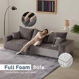 Sectional Cloud Boneless Sofa Couches for Living Room-113'' Beige 3 Seater U-Shaped Modern Lounge Couch-No Assembly Modular Corduroy Convertible Sponge Sleeper Sofas with Chaise for Home House