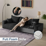 Sectional Cloud Boneless Sofa Couches for Living Room-113'' Beige 3 Seater U-Shaped Modern Lounge Couch-No Assembly Modular Corduroy Convertible Sponge Sleeper Sofas with Chaise for Home House