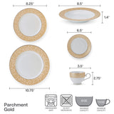 Mikasa Parchment 40-Piece Dinnerware Set, Service for 8, Durable Porcelain Plates, Bowls, and Mugs with Contemporary Design, Dishwasher Safe