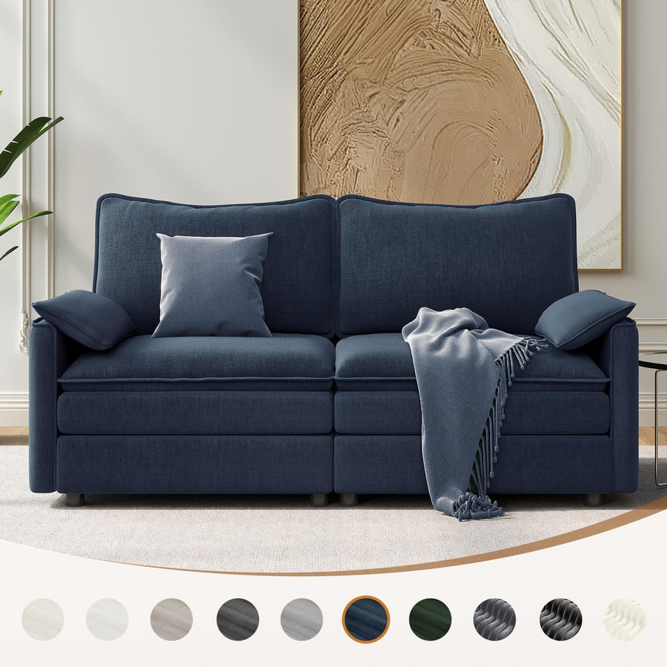 Vesgantti 142" U Shaped Sectional Couch, Comfy Cloud Modular Sectional Sofa with 2 Ottoman Deep Seat Chenille Modern Cloud Sofa, Modular Sofas for Living Room, Bedroom and Apartment, Beige