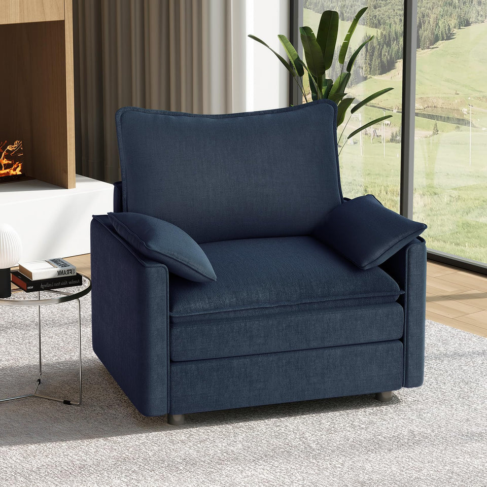 Vesgantti 142" U Shaped Sectional Couch, Comfy Cloud Modular Sectional Sofa with 2 Ottoman Deep Seat Chenille Modern Cloud Sofa, Modular Sofas for Living Room, Bedroom and Apartment, Beige