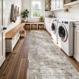 12x15 Area Rug for Living Room – Large Modern Neutral Abstract Thin Washable Carpet, Soft Low Pile Non-Slip Stain-Resistant for Bedroom Dining Room Home Office (Beige Grey)