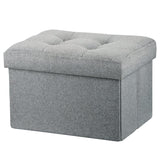 LINMAGCO Ottoman Storage Ottoman with Storage Small Foot Rest Stool Under Desk Stool Short Folding Footrest Linen Cloth Dark Gray 16X12X12IN