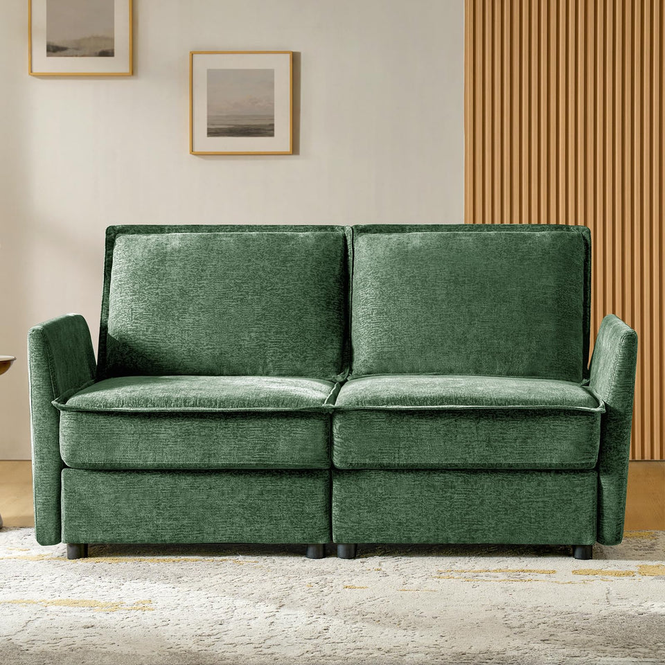 HULALA HOME 127'' Modular Sectional Sofa, Oversized U Shaped Couch with Storage Ottoman, Comfy Chenille Sofa with Deep Seat, 6 Seat Convertible Couches for Living Room, Beige