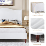 koorlian King Size Bed Frame Upholstered Platform Bed with 51" Tall Headboard Wingback, Soft Fabric, Retro Simple Style Platform Bed No Box Spring Needed, Easy Assembly, Beige