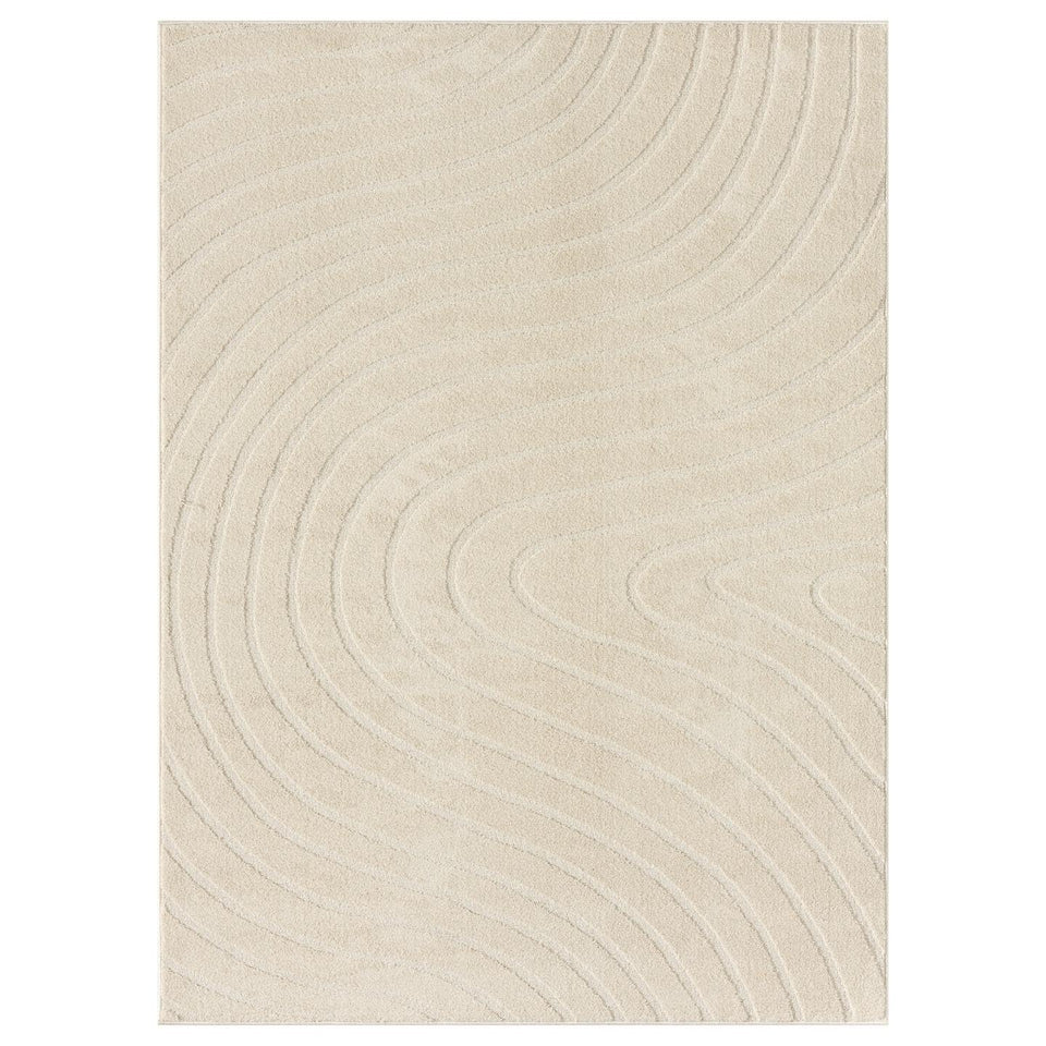 LUXE WEAVERS Modern Geometric Wave Cream 9x12 Area Rug