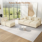 Vesgantti 142" U Shaped Sectional Couch, Comfy Cloud Modular Sectional Sofa with 2 Ottoman Deep Seat Chenille Modern Cloud Sofa, Modular Sofas for Living Room, Bedroom and Apartment, Beige