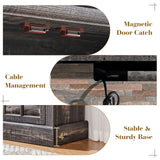 LUXOAK 97" Farmhouse TV Stand with 33" Fireplace for TVs up to 100", Media Entertainment Center with Large Storage Cabinet and Adjustable Shelves for Living Room, White/Barnwood