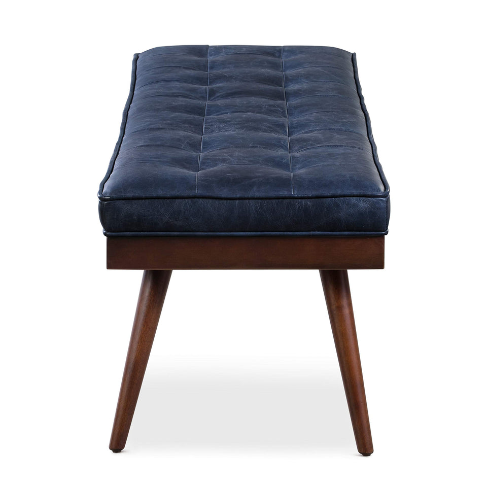 POLY & BARK Napa 72" Apartment Sofa – Italian-Tanned Full-Grain Pure-Aniline or Semi-Aniline Leather, Feather-Down Cushioning, Kiln-Dried Solid Wood Frame, Walnut Legs - Cognac Tan