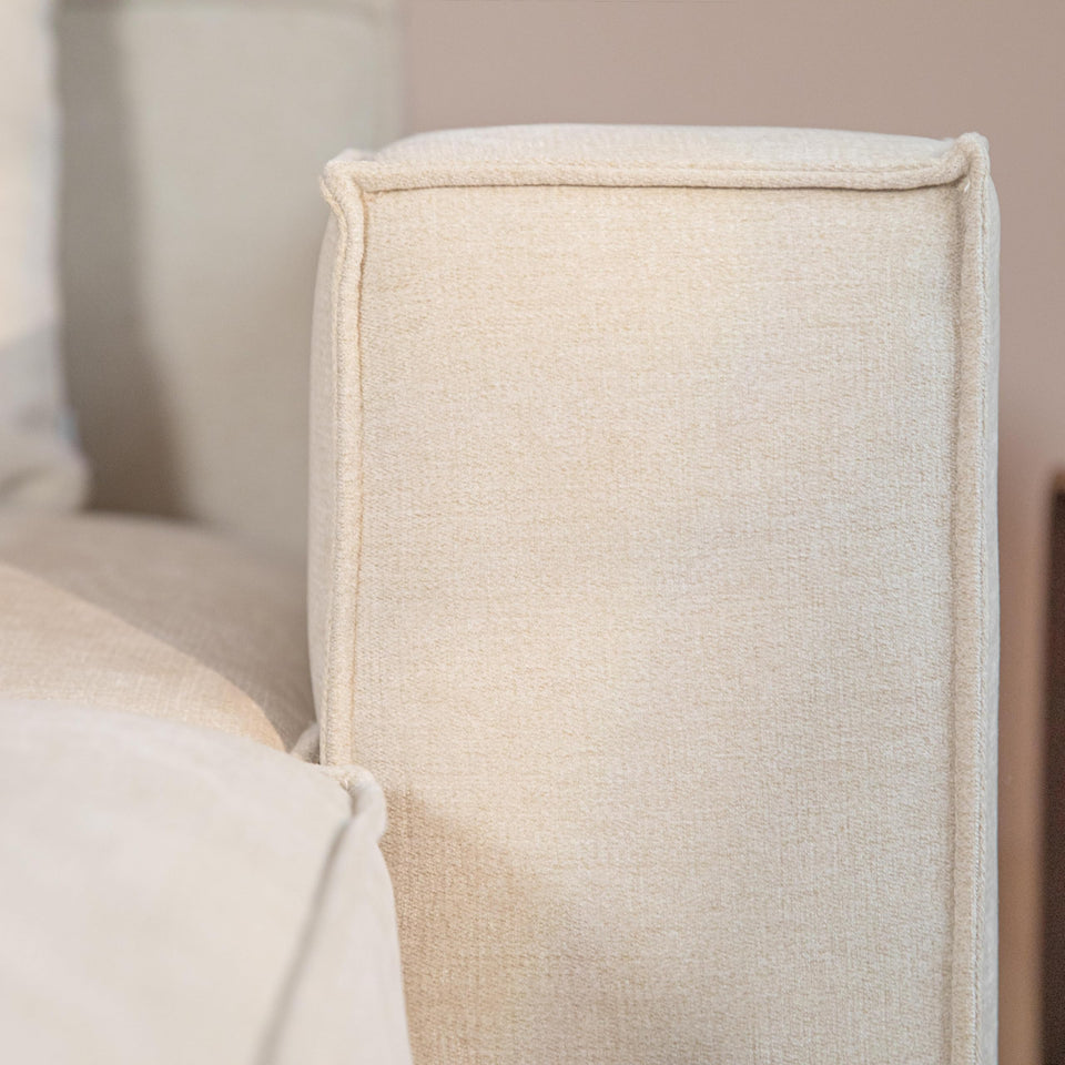 Acanva Luxury Modular Sectional Living Room Sofa Set, Modern Minimalist Style Couch with Ottoman and Chaise, L-Shape, Linen-Like Cream