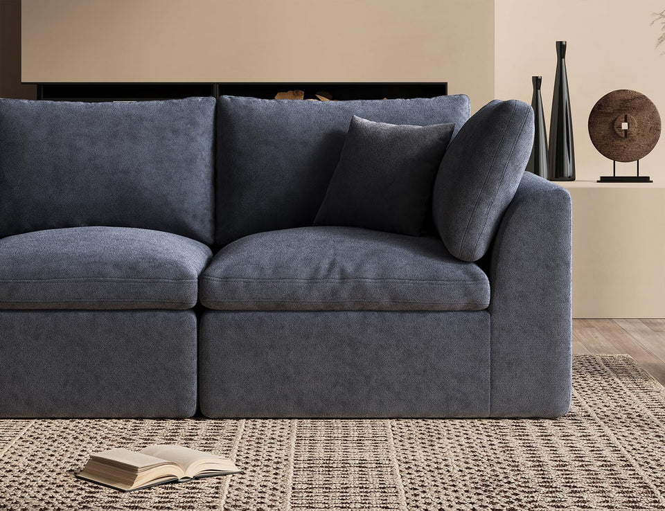 ohllob Oversized Cloud Couches for Living Room, Convertible Sectional Couch with Ottoman, 7 Seater Large Modular Sectional Sofa, Warm White