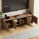 NessCarsti Mid Century Modern TV Stand for 80+ Inch TVs, 94.48" Walnut Console with Ample Storage – Stylish Entertainment Center for Living Room or Bedroom