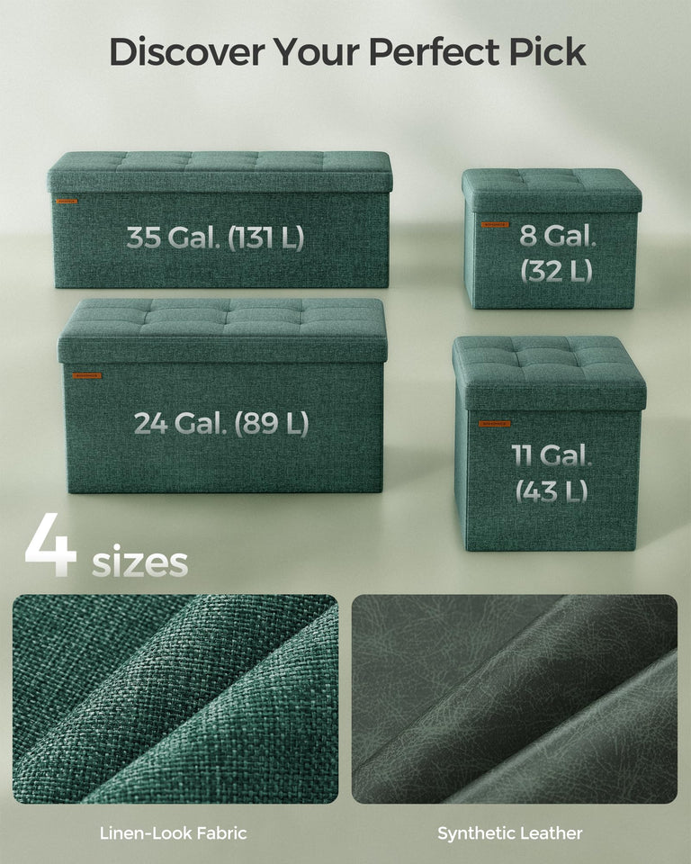 SONGMICS MAZIE Collection - 43 Inches Folding Storage Ottoman Bench, Ottoman Foot Rest, End of Bed Bench, Storage Chest, Load 660 lb, for Living Room, Bedroom, Entryway, Dark Gray ULSF77K